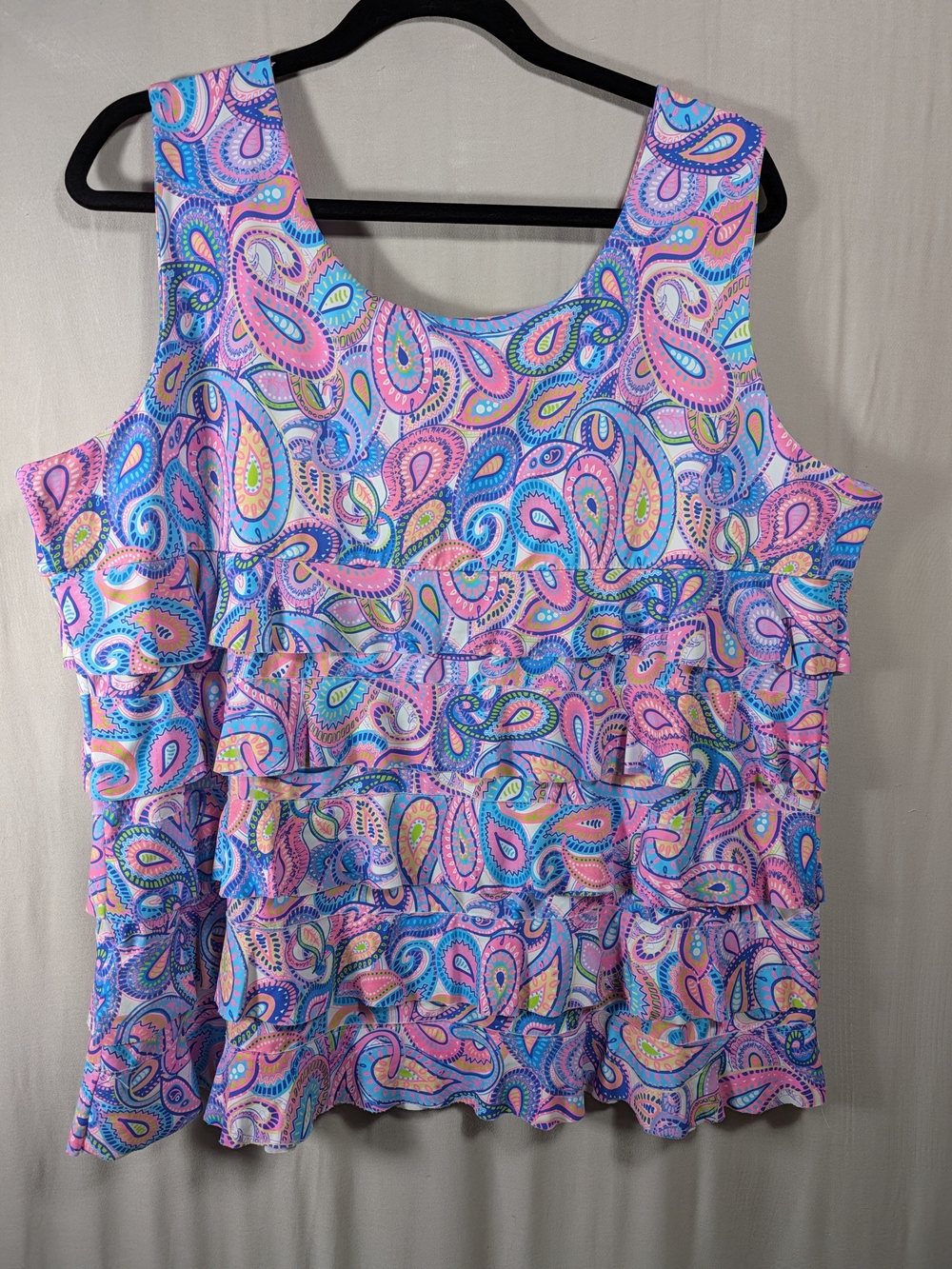 Multi-Color Paisley Ruffle Tank - Picture 4 of 8
